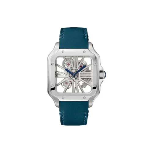 Cartier Часы Santos De Cartier Большая Модель, Механизм С Ручным Подзаводом, Сталь, Два Сменных Браслета: Металлический Браслет И Ремешок Из Кожи