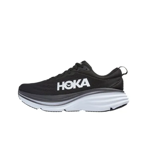 HOKA ONE ONE Bondi 8 Амортизирующие подошва Противоскользящие Устойчивые к истиранию Низкий топ Беговые кроссовки Женские Черный белый