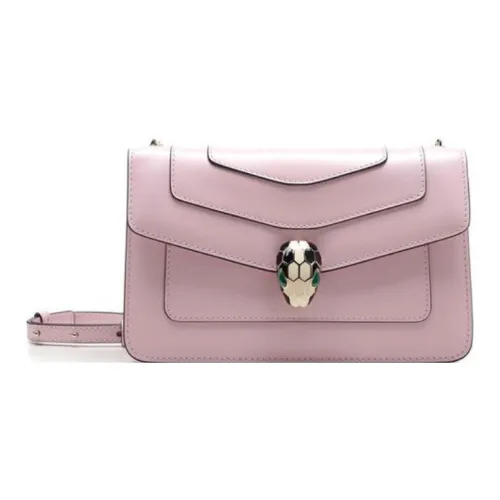 BVLGARI Serpenti Forever Series Телячья кожа Сумка с цепочкой Сумка с клапаном Сумка на плечо Женская Розовая