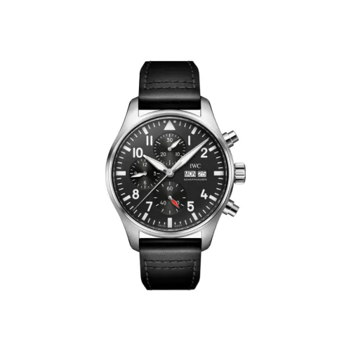 IWC Pilot Collection Автоматический Механический Механизм Мужские Часы 43 мм Черный Циферблат Корпус из Нержавеющей Стали Ремешок из Коровьей Кожи