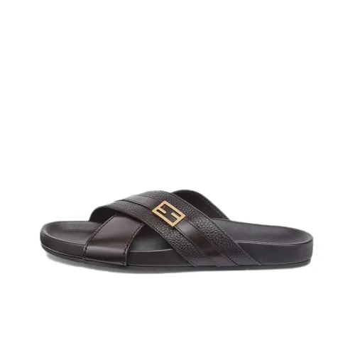 FENDI Slip-resistant Slippers Men Brown