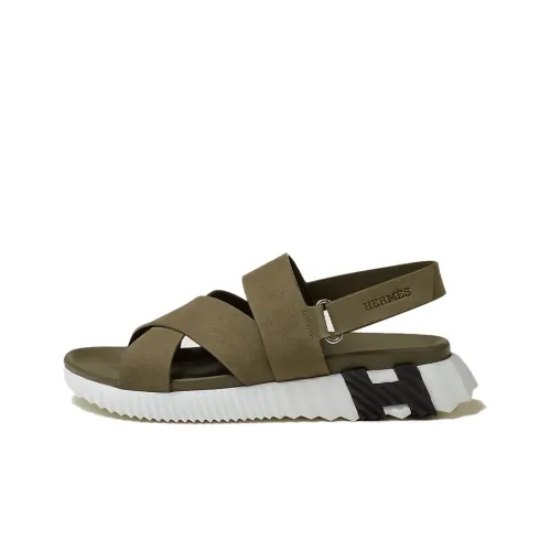 HERMES Электрический Пляжные сандалии Мужской Хаки зеленый
