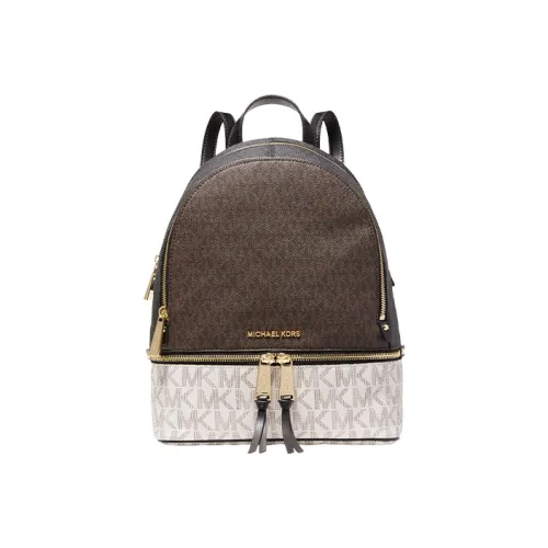 MICHAEL KORS Artificial Leather Carry Backpack Medium Women's Dark Brown Black Vanilla White MICHAEL KORS Искусственная кожа Carry Рюкзак Средний Женские Темно-коричневый Черный Ванильный белый