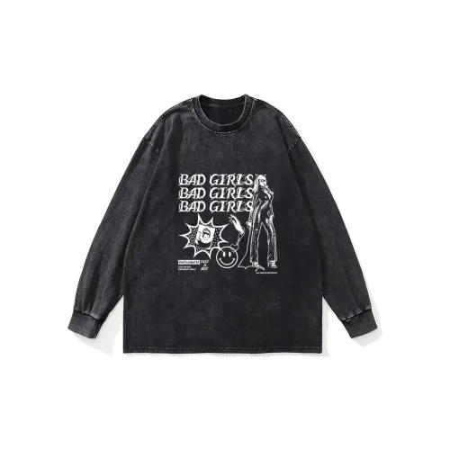 WHISTLEHUNTER Прямой крой Длинный рукав Т-рубашка Унисекс Черный