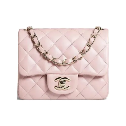CHANEL Sheepskin Mini Square Flap Bag Flap Bag Crossbody Bag Women's Light Pink