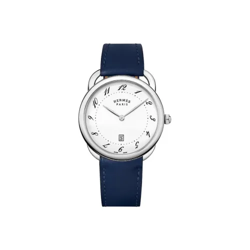 HERMES Arceau Часы Кварцевый механизм Телячья кожа Ремешок Синий циферблат Мужской W055382WW00
