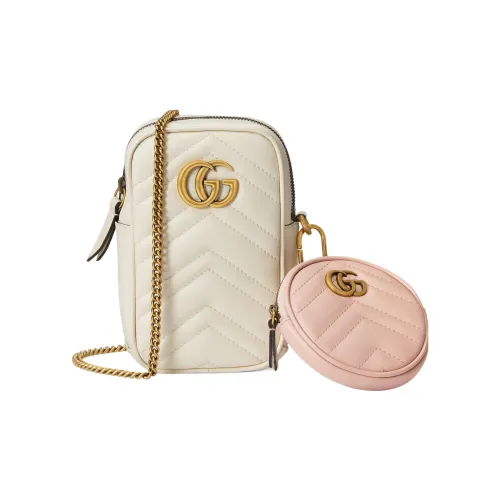 GUCCI GG Marmont Кожа Монета Кошелек Мини Женский Белый