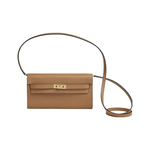 HERMES Kelly To Go Эпсомская кожа Сумка через плечо Маленькая Женская Молочно-чайный Мальвовый фиолетовый