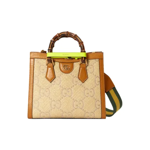 GUCCI Diana Raffia с кожаными вставками тоут сумка для покупок сумка через плечо маленькая сумка женская апельсин