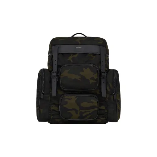 SAINT LAURENT Городской Рюкзак из ткани с гладкой коровьей кожей мужской камуфляж