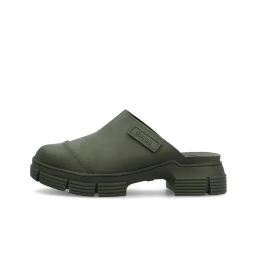 GANNI Резиновая подошва Домашние тапочки Женские Зеленый