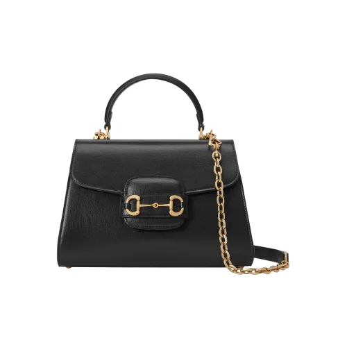 GUCCI Horsebit 1955 Кожа Сумка через плечо Сумка среднего размера Женская Черная