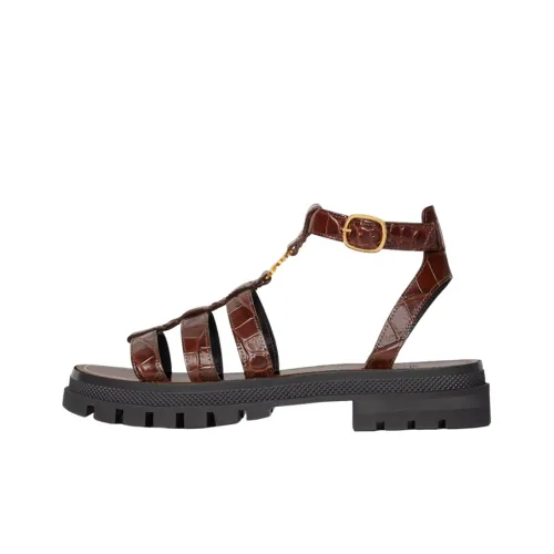 Сандалии CELINE в римском стиле Женские Темно-коричневые