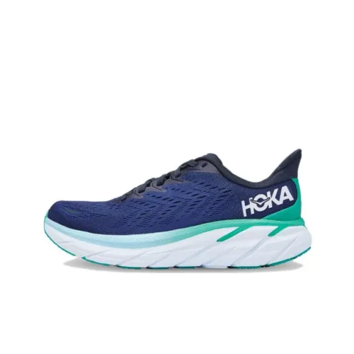 HOKA ONE ONE Clifton 8 Амортизаторы Slip-resistant устойчивые к истиранию Низкий топ Беговые кроссовки Женские Синий Зеленый