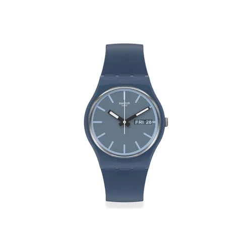 Swatch Quartz Механизм Унисекс Часы 34 мм Синий Циферблат Bio-Based Материал Корпус Часов Bio-Based Материал Ремешок