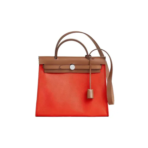 HERMES Herbag Zip Холст с кожей Дорожная сумка Сумка Сумка через плечо Сумка через плечо Женская