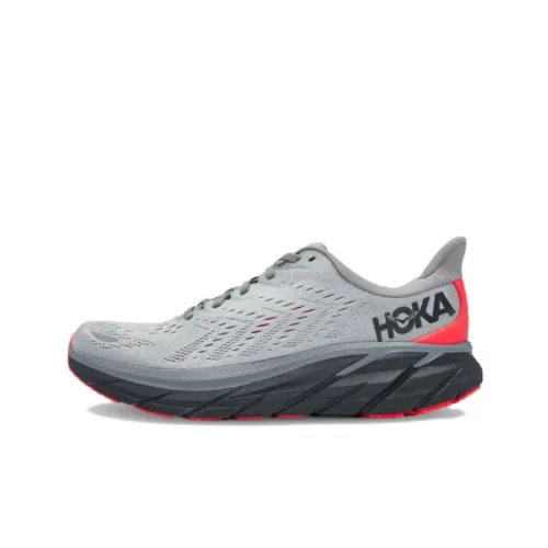 HOKA ONE ONE Clifton 8 Low Топ Беговые кроссовки Мужской Серый Красный