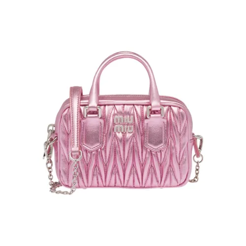 MIU MIU Arcadie Collection Matelassé Овечья кожа с вставками из кожи Одно плечо Ручная сумка Сумка через плечо Мини Женская Розовая