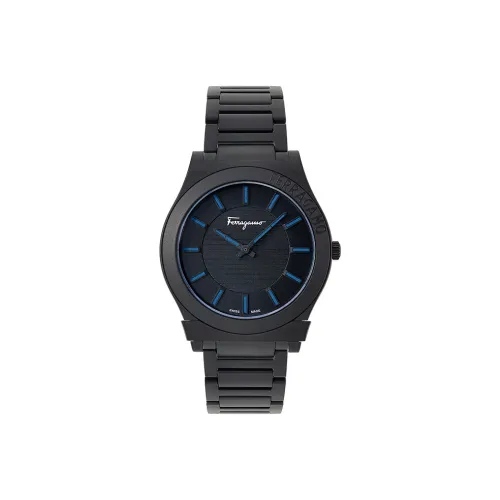 Ferragamo Мужские часы Кварцевый механизм Ремешок из нержавеющей стали 41 мм Черный циферблат