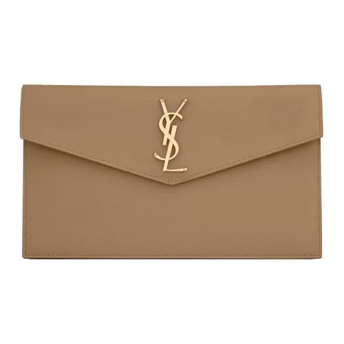 SAINT LAURENT UPTOWN Коровья кожа Конверт Сумка Клатч Женский Тауповый