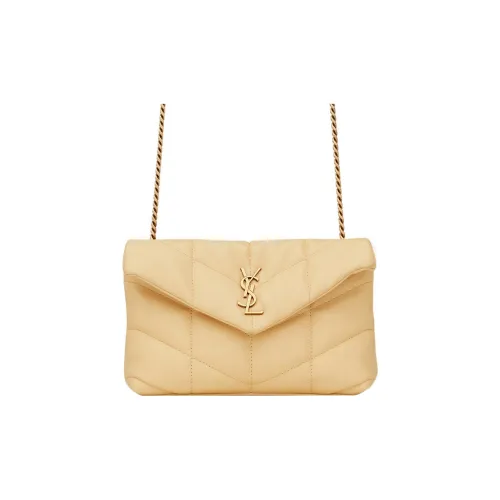 SAINT LAURENT Puffer Овечья кожа Сумка через плечо Мини Женская Бежевая