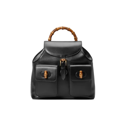 GUCCI Бамбук Кожа Рюкзак Большой Женские Черный