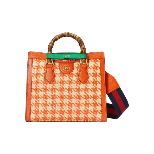 GUCCI Diana Кожаная отделка Тоут Сумка Сумка для покупок Сумка через плечо Сумка Маленькая Женская Апельсин