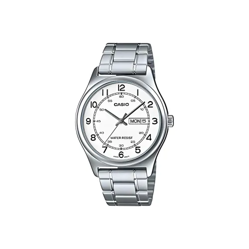CASIO Standard Series Кварцевый механизм Нержавеющая сталь Ремешок Часы Унисекс Белый циферблат MTP V006D 7B2