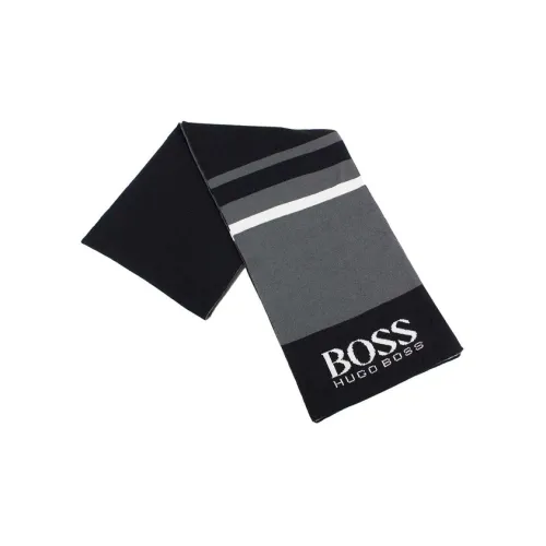Hugo Boss Шерстяные Вязаные Шарфы Серые Мужские