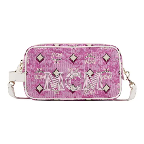MCM Ottomar Жаккард Текстиль Кожаная отделка Сумка через плечо Мужская Розовая