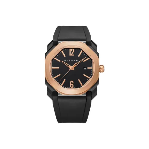 BVLGARI OCTO Часы Автоматический Механический Механизм Резиновый Ремешок Черный Циферблат Мужской
