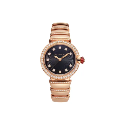 BVLGARI LVCEA Watch Автоматический Механический Механизм 18K Розовое Золото Ремешок Черный Циферблат Женские