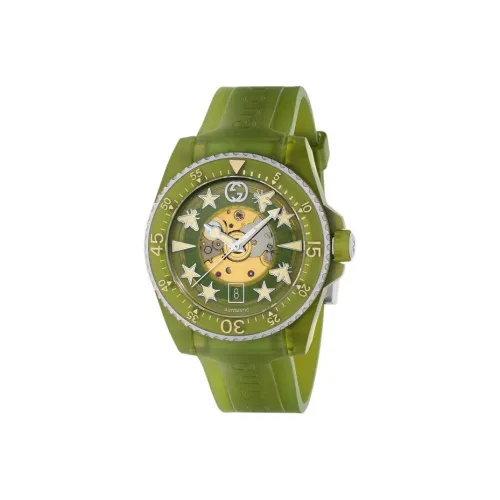 Gucci Dive Collection Мужские часы Автоматический механический механизм Пластиковый ремешок 40 мм Зеленый циферблат