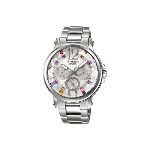CASIO SHEEN Кварцевый механизм Часы Женские Серебристый циферблат