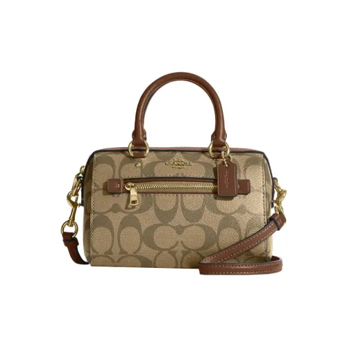 COACH Rowan Искусственная кожа Бостон Сумка Сумка Сумка через плечо Сумка через плечо Мини Женская Золотая и Хаки