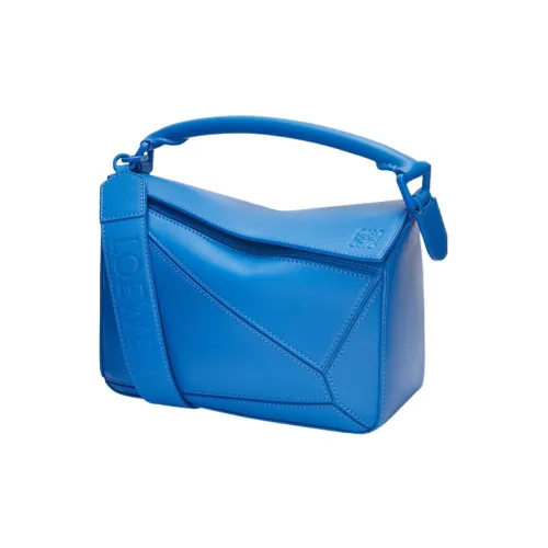 LOEWE Пазл Сатин Коровья кожа Сумка Сумка через плечо Сумка через плечо Маленькая Женская Синяя