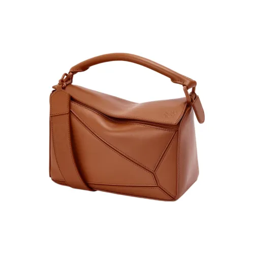 LOEWE Пазл Сатин Телячья кожа Сумка Сумка через плечо Сумка через плечо Маленькая Женская Коричневая