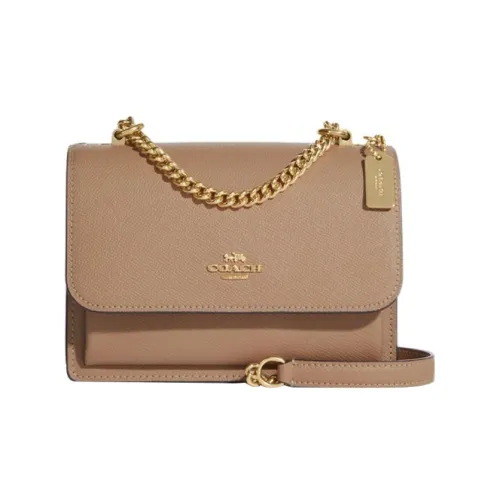 COACH Klare Крестообразная текстура Кожа Сумка через плечо Маленькая Женская Тауповая