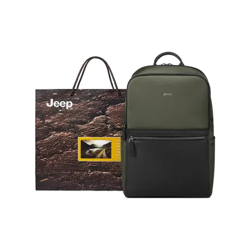 JEEP Ткань с кожаными вставками большой рюкзак мужской армейский зеленый