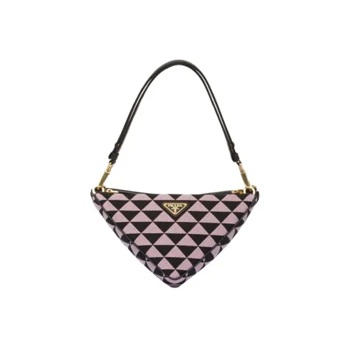 PRADA Triangle Leather с тканью Triangle Сумка Сумка Mini Женская Розовый Черный