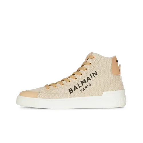 BALMAIN Высокие Топы Кеды Женские Бежевые