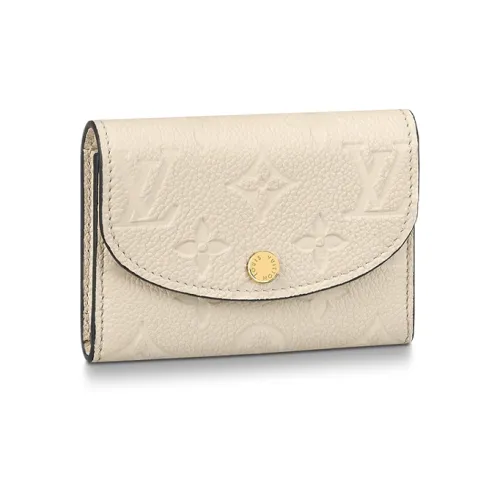LOUIS VUITTON Rosalie Мягкий Коровья Зернистая Кожа Держатель для Карт и Кошелек Женский Бежевый