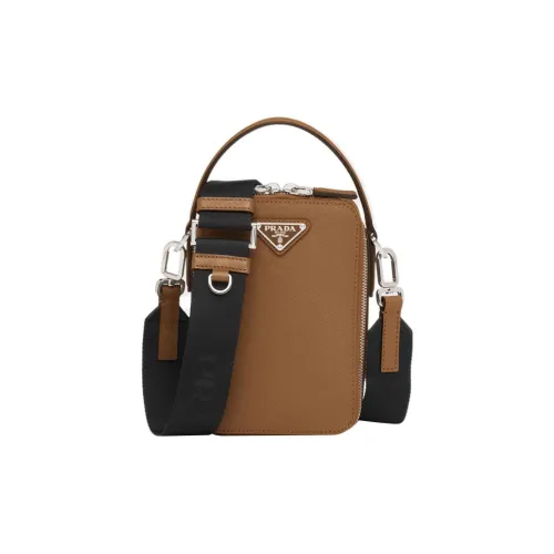 PRADA Saffiano кожа через плечо сумка мужская коричневая
