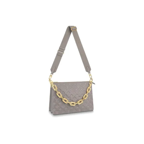 LOUIS VUITTON Coussin Тисненый FLUFFY Овечья шкура Сумка через плечо MM Женские Серый