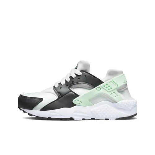 nike Huarache Run Амортизаторы Shock Slip-resistant Abrasion-resistant Низкий топ Беговые кроссовки GS Белый зеленый черный