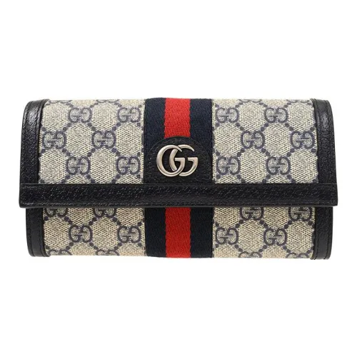 GUCCI Ophidia Холст и Кожа Кошелек Стандартный Женский Эбеново-черный Синий Черный