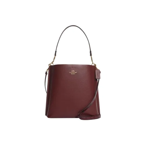 COACH Mollie Корова Кожа Спилок Сумка-ведро Сумка через плечо Сумка Большая Женская Бургунди