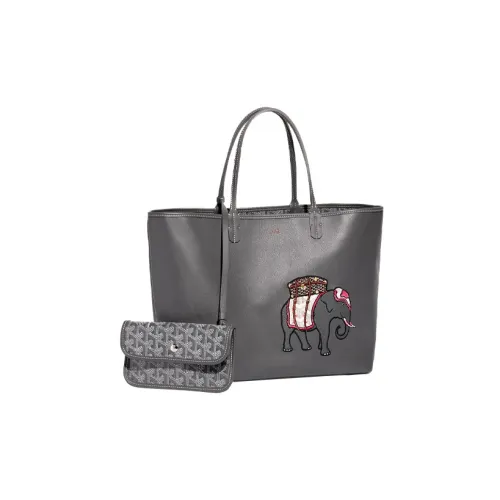 GOYARD Anjou Телячья кожа с цветным холстом Тоут Сумка Сумка для покупок Сумка Маленькая Женская Серый Оранжевый