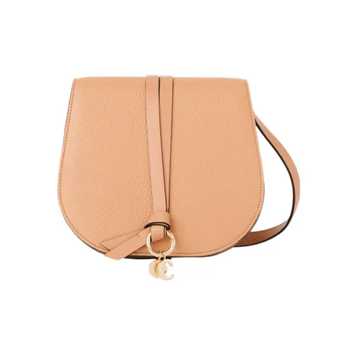 Chloe Alphabet С рельефом Блестящий Телячья кожа Седло Сумка Сумка через плечо Мини Женские Светло-коричневый