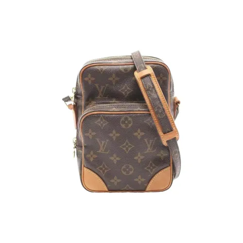 LOUIS VUITTON Холщовая кожа Camera Сумка Мини Унисекс Коричневый